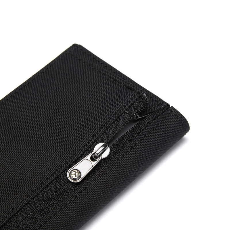 Pacsafe® RFIDsafe™ RFID blocking trifold wallet, Jet Black