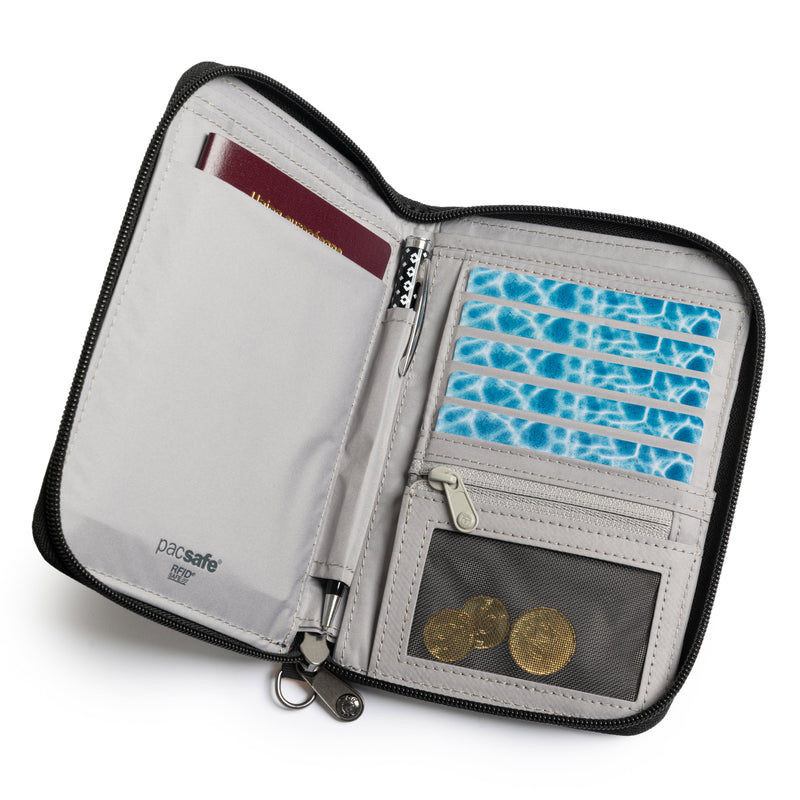 Pacsafe® RFIDsafe™ RFID blocking compact travel organizer, Black